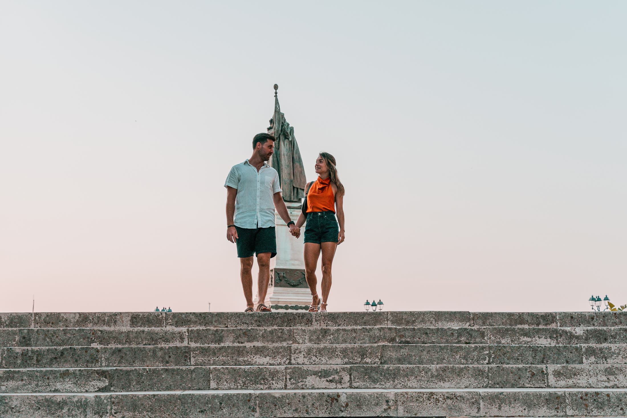 Down the steps