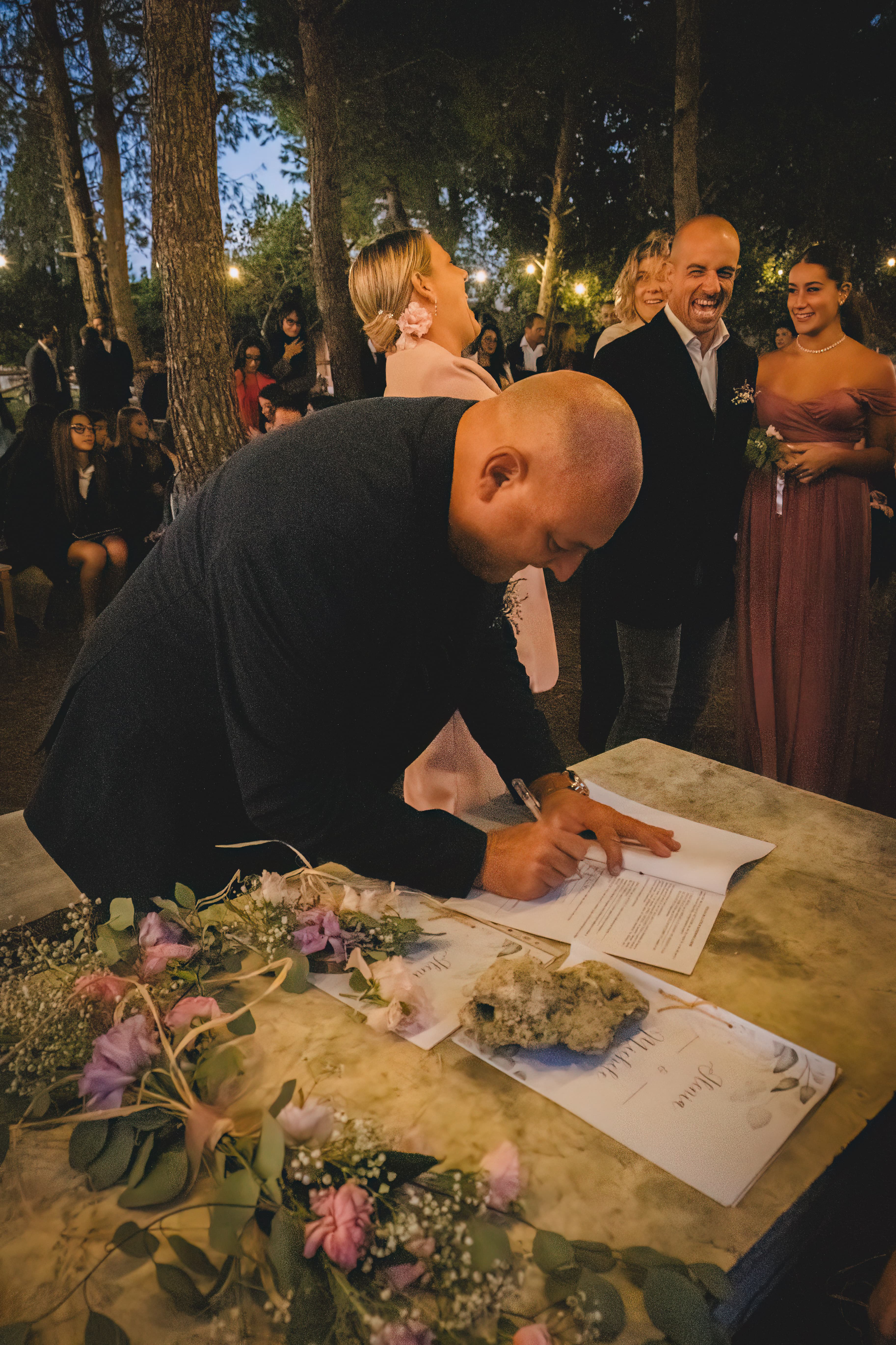 Signing, and laughing